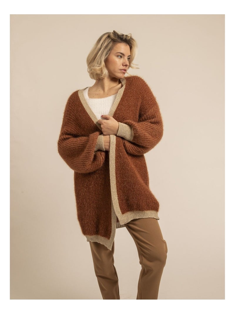 Gilet lungo aperto KODY Ecru - Kiabi