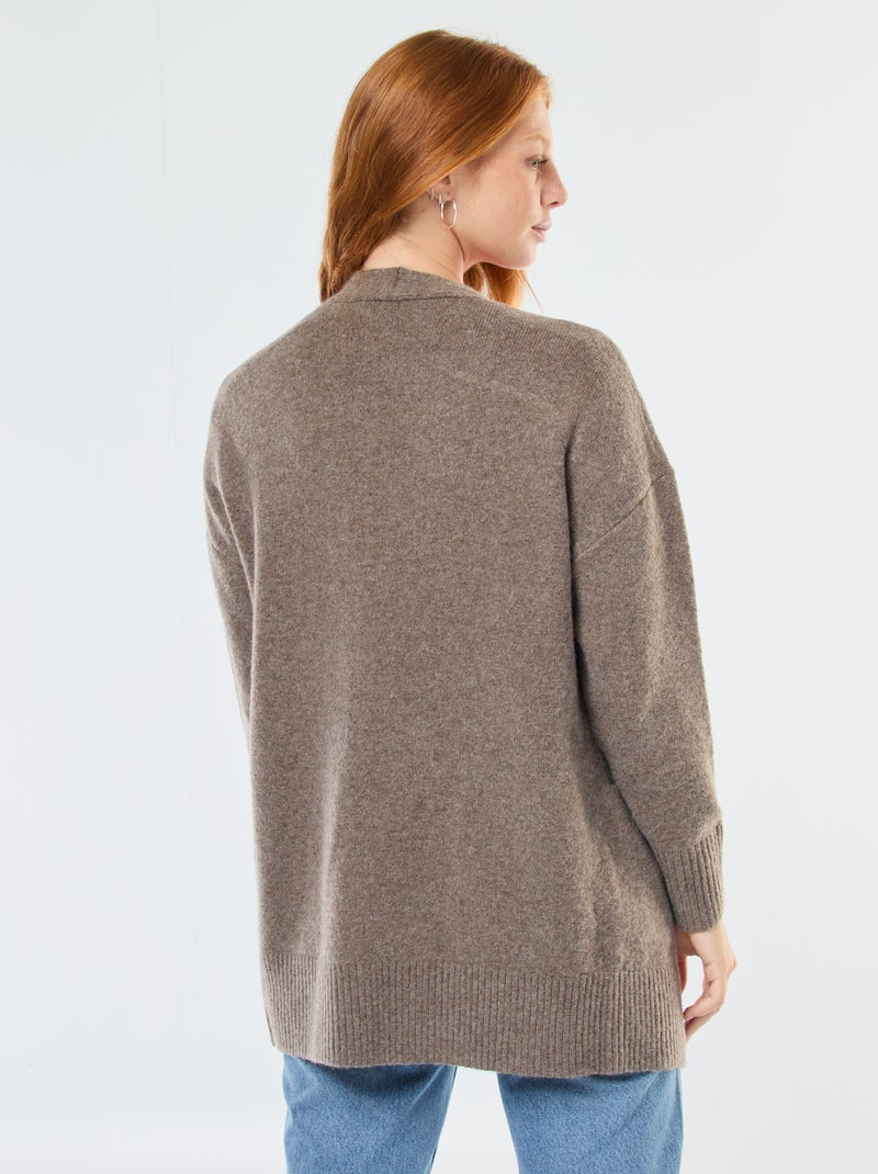 Gilet lungo aperto Marrone - Kiabi