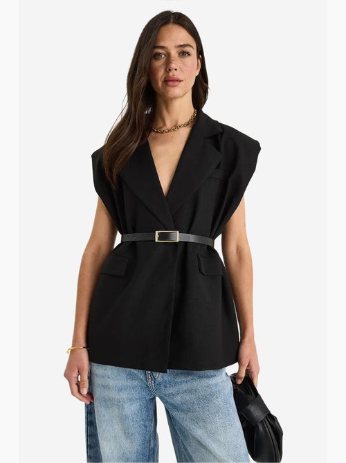 Gilet lungo con collo a scialle e cintura lucci - Kiabi
