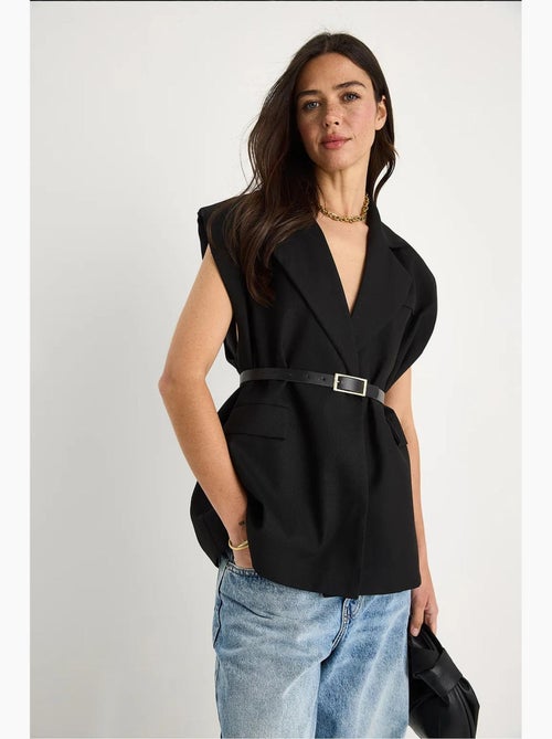 Gilet lungo con collo a scialle e cintura lucci - Kiabi