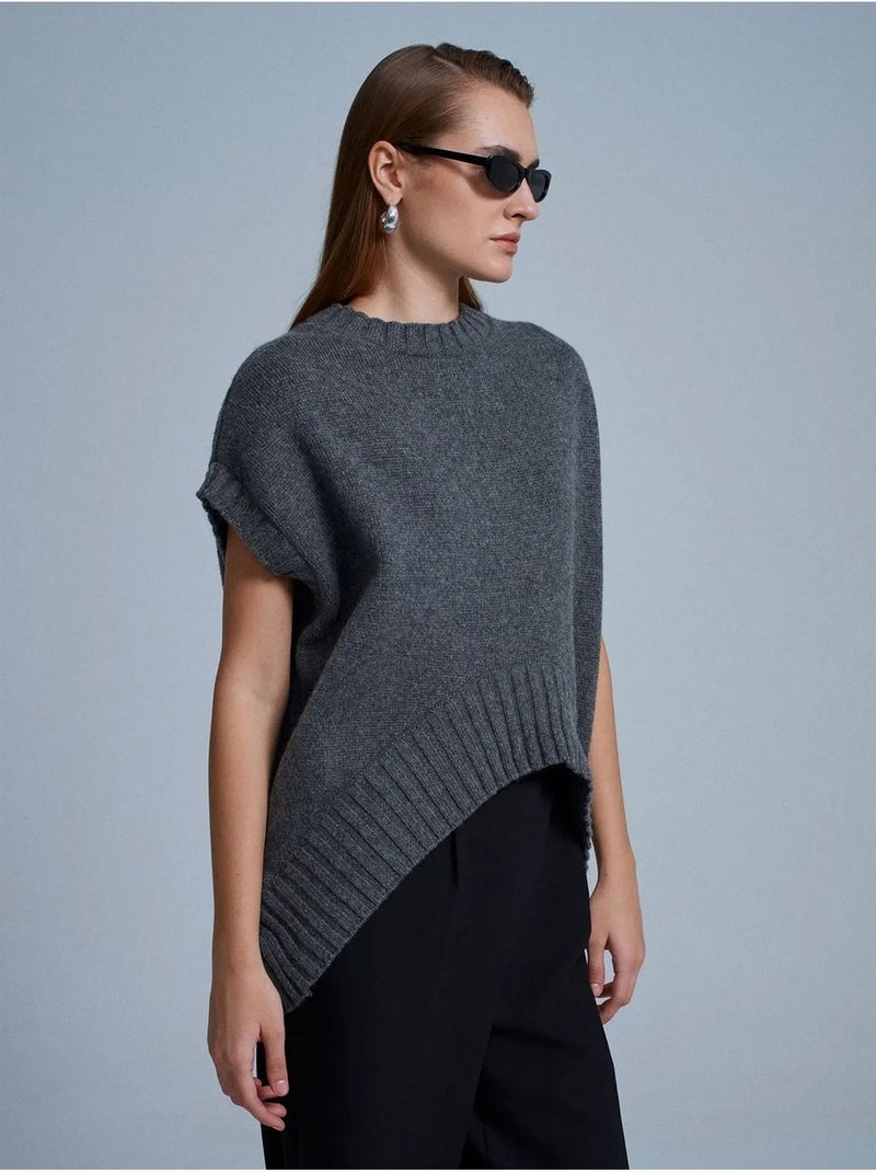 Gilet maglione in maglia a coste oversize dilvin Grigio nero - Kiabi