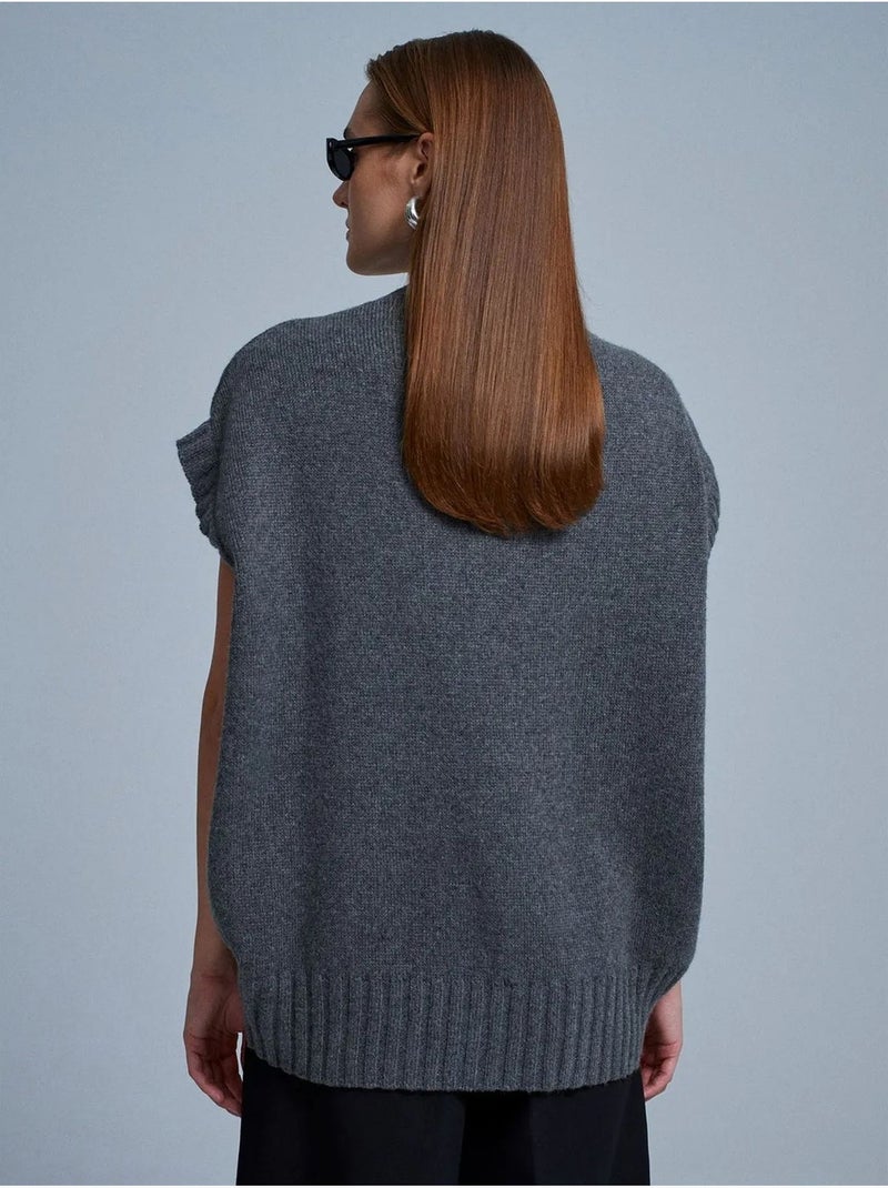 Gilet maglione in maglia a coste oversize dilvin Grigio nero - Kiabi