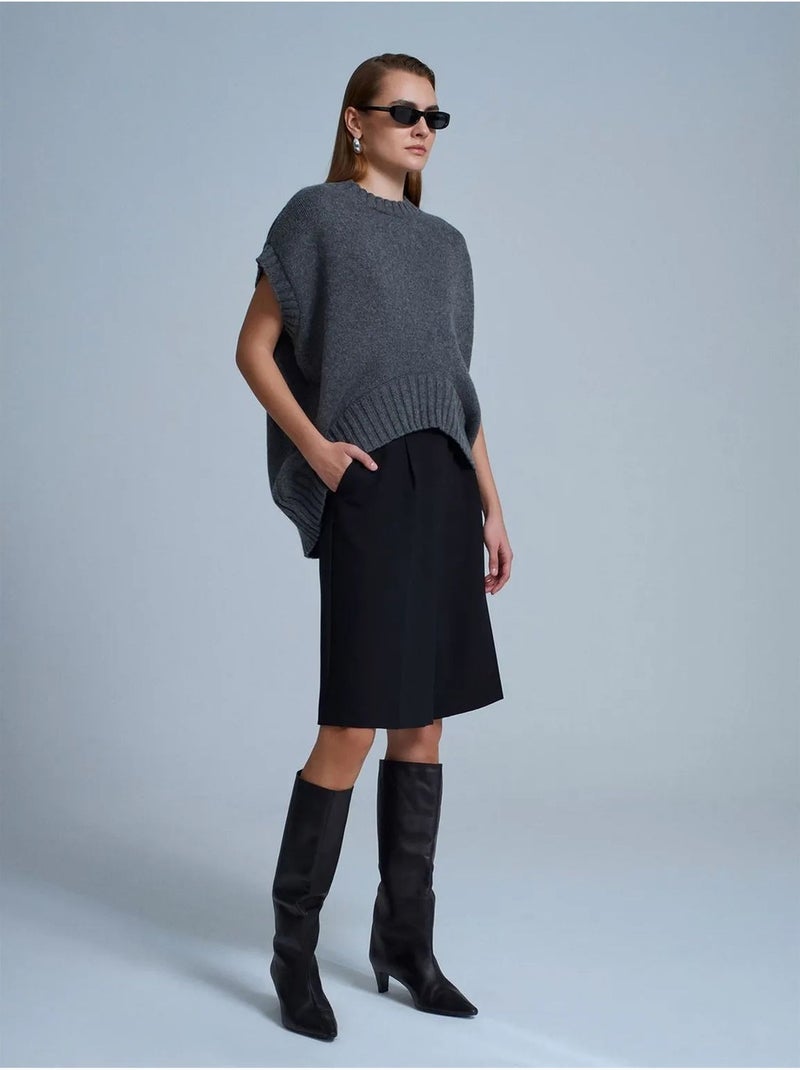 Gilet maglione in maglia a coste oversize dilvin Grigio nero - Kiabi