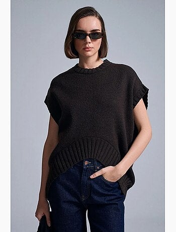 Gilet maglione in maglia a coste oversize dilvin