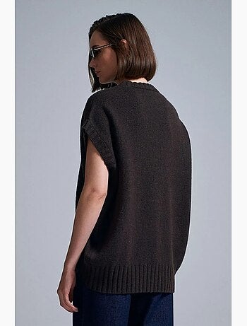 Gilet maglione in maglia a coste oversize dilvin