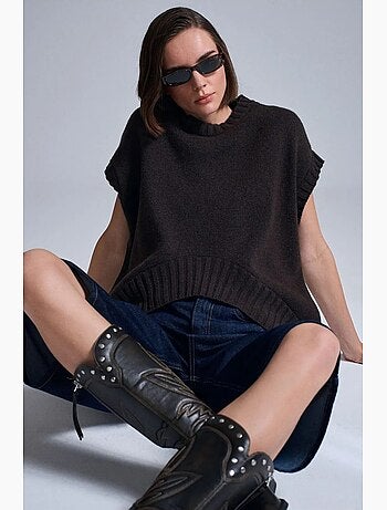 Gilet maglione in maglia a coste oversize dilvin