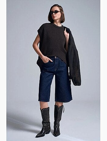 Gilet maglione in maglia a coste oversize dilvin