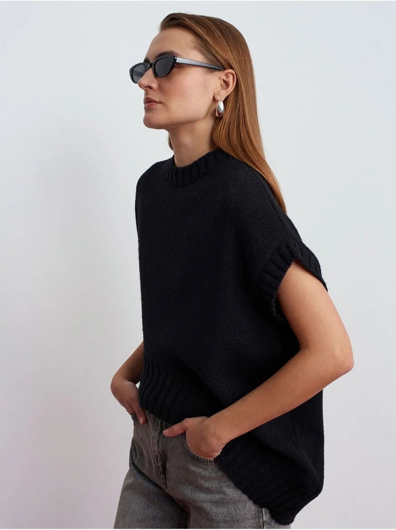 Gilet maglione in maglia a coste oversize dilvin Nero - Kiabi