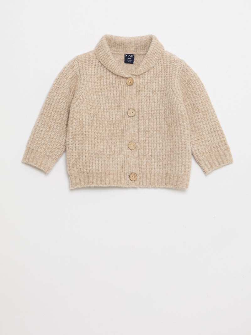 Gilet pesante con collo a scialle Beige Neonato Kiabi