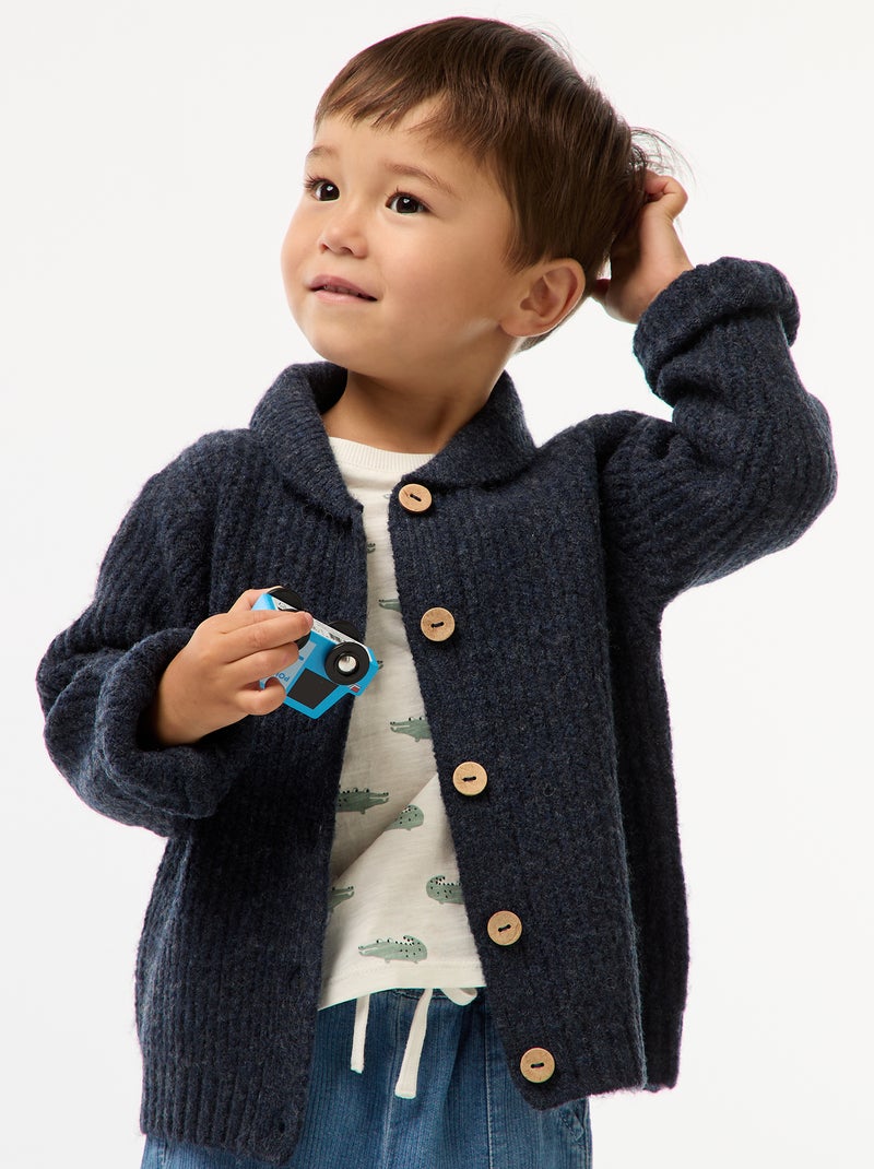 Gilet pesante con collo a scialle Blu - Kiabi