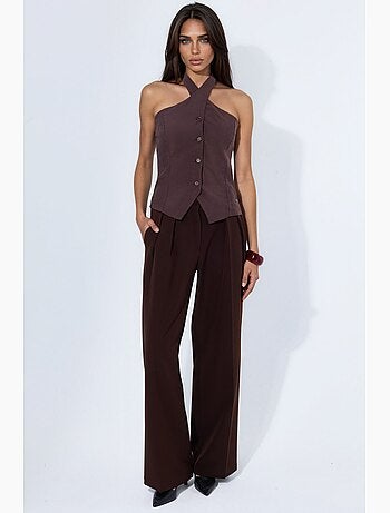 Gilet sartoriale in misto modal scollo all’americana aderente con nodo hiccup