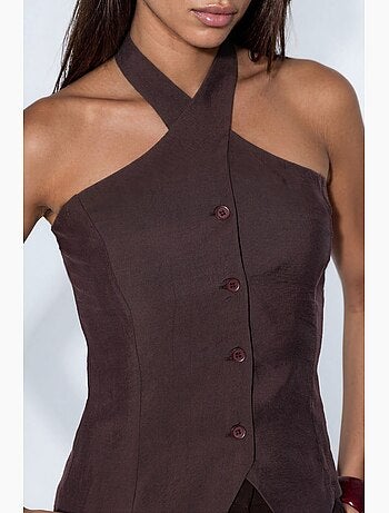 Gilet sartoriale in misto modal scollo all’americana aderente con nodo hiccup