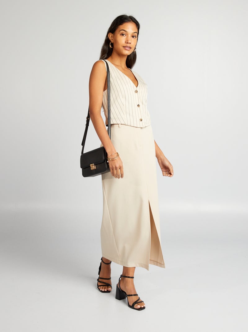 Gilet scollo a V a righe BIANCO - Kiabi