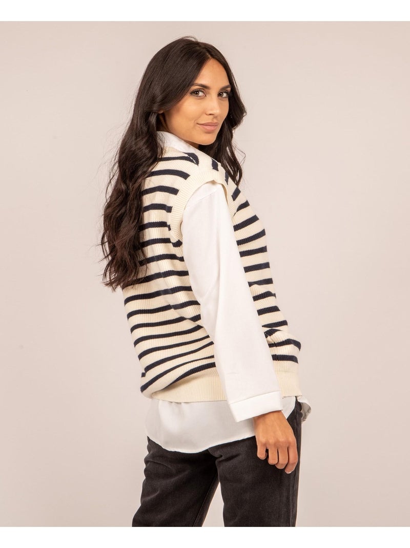 Gilet senza maniche a righe KILISS Ecru - Kiabi