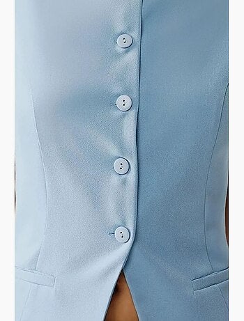 Gilet senza maniche aderente con scollo rotondo e bottoni hiccup