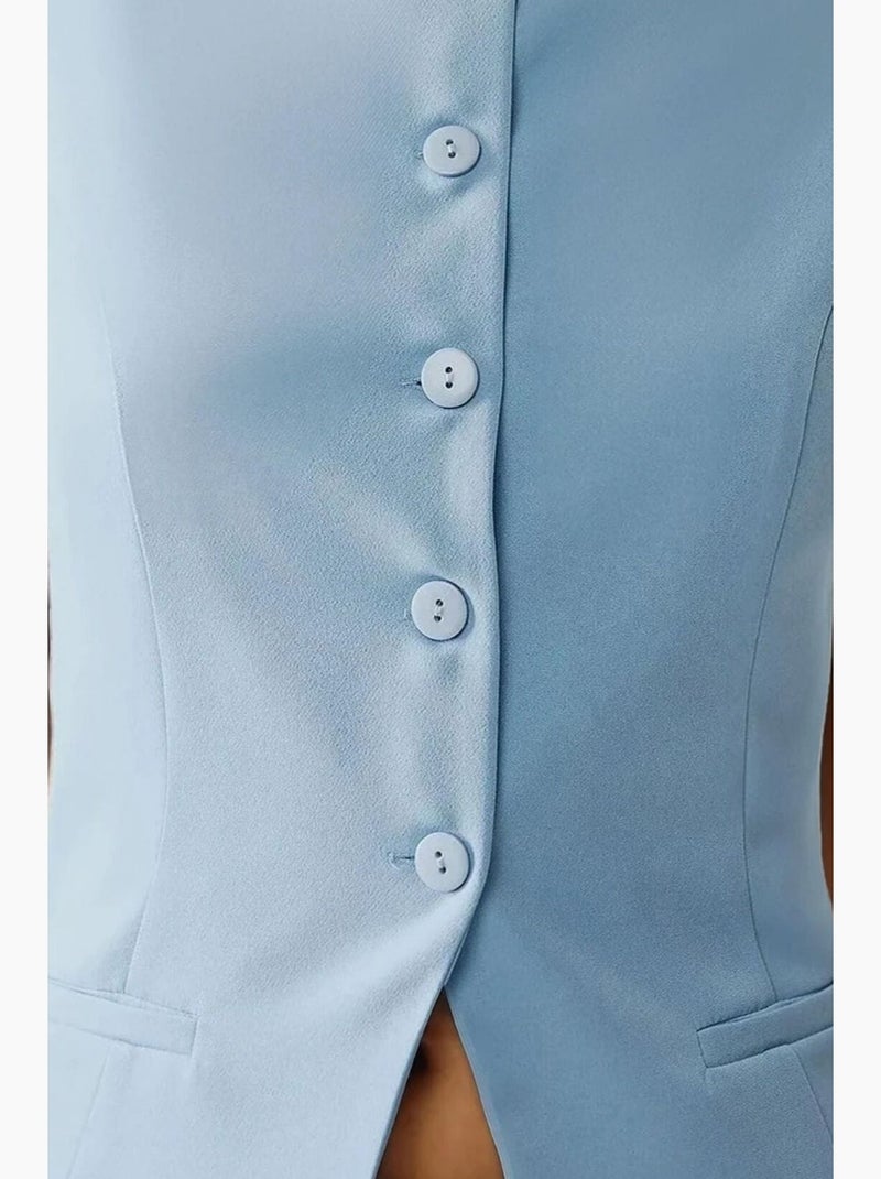 Gilet senza maniche aderente con scollo rotondo e bottoni hiccup Blu cielo - Kiabi