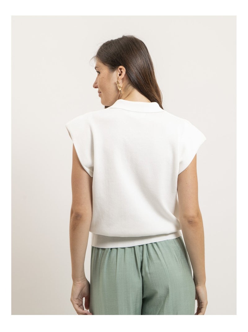 Gilet senza maniche con colletto polo FARDA Bianco - Kiabi
