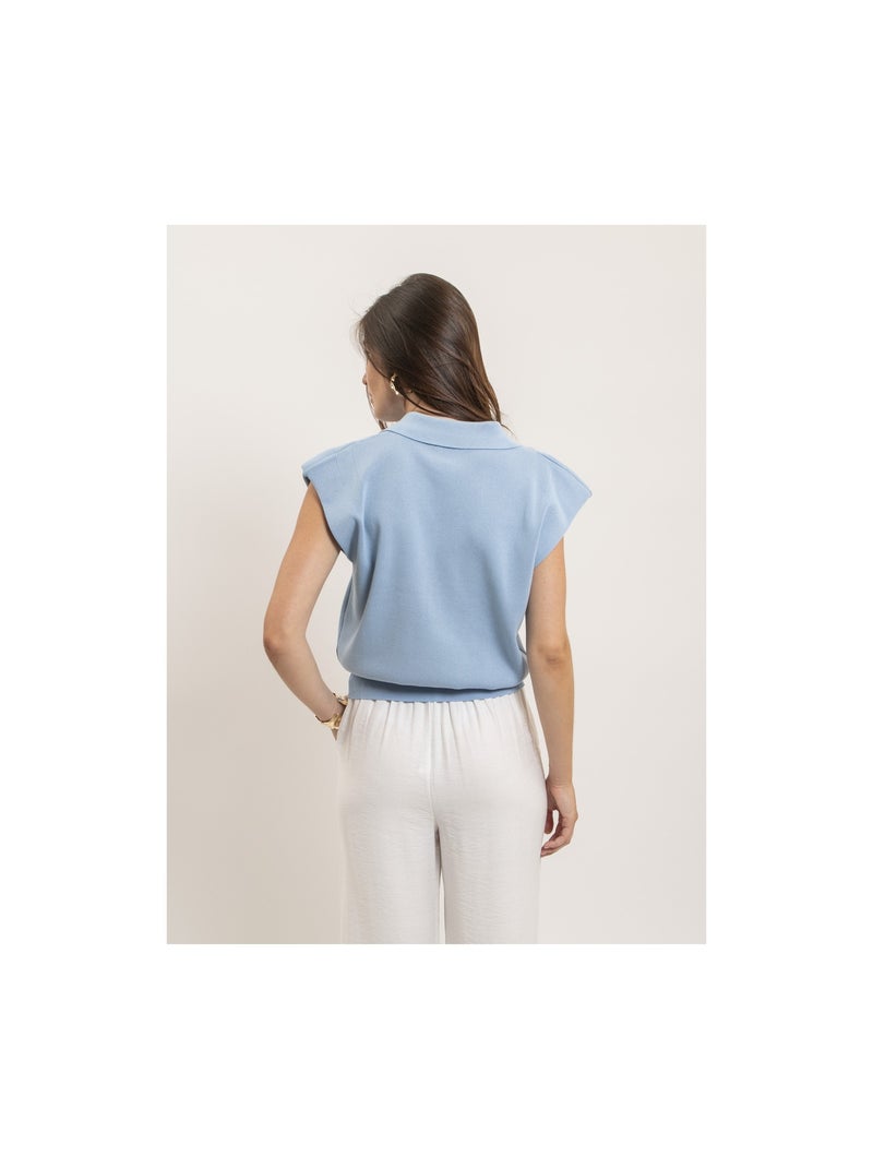 Gilet senza maniche con colletto polo FARDA Blu cielo - Kiabi
