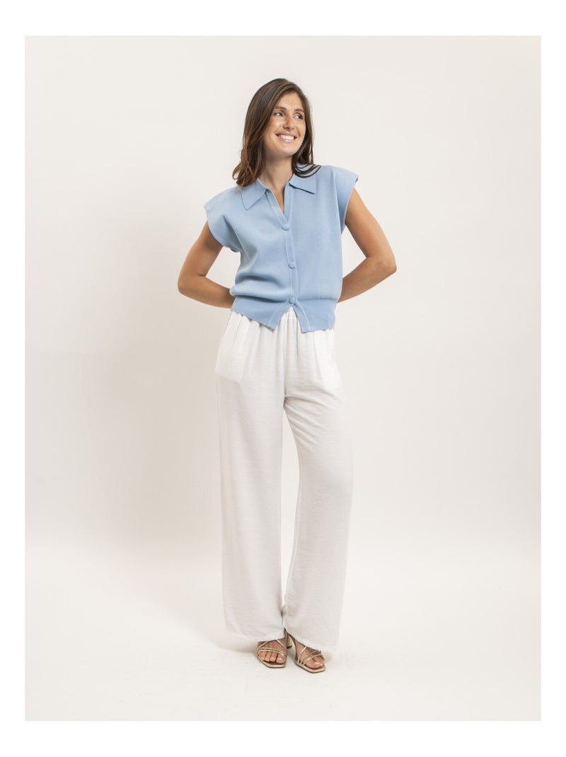 Gilet senza maniche con colletto polo FARDA Blu cielo - Kiabi