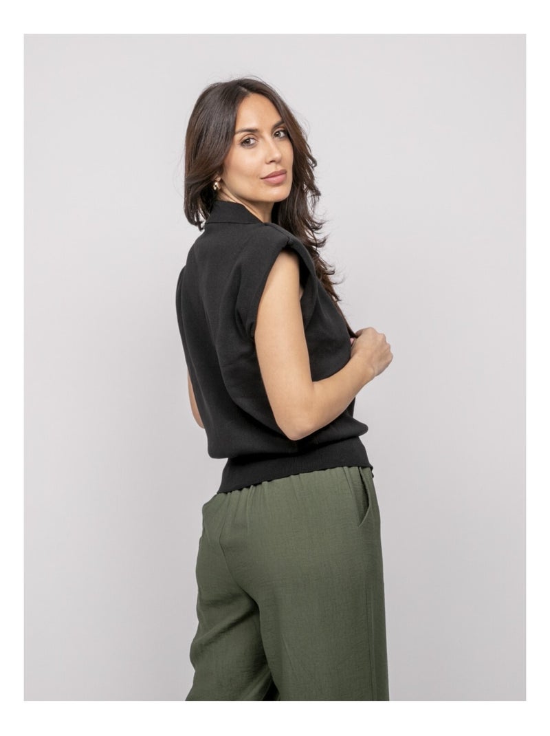 Gilet senza maniche con colletto polo FARDA Nero - Kiabi