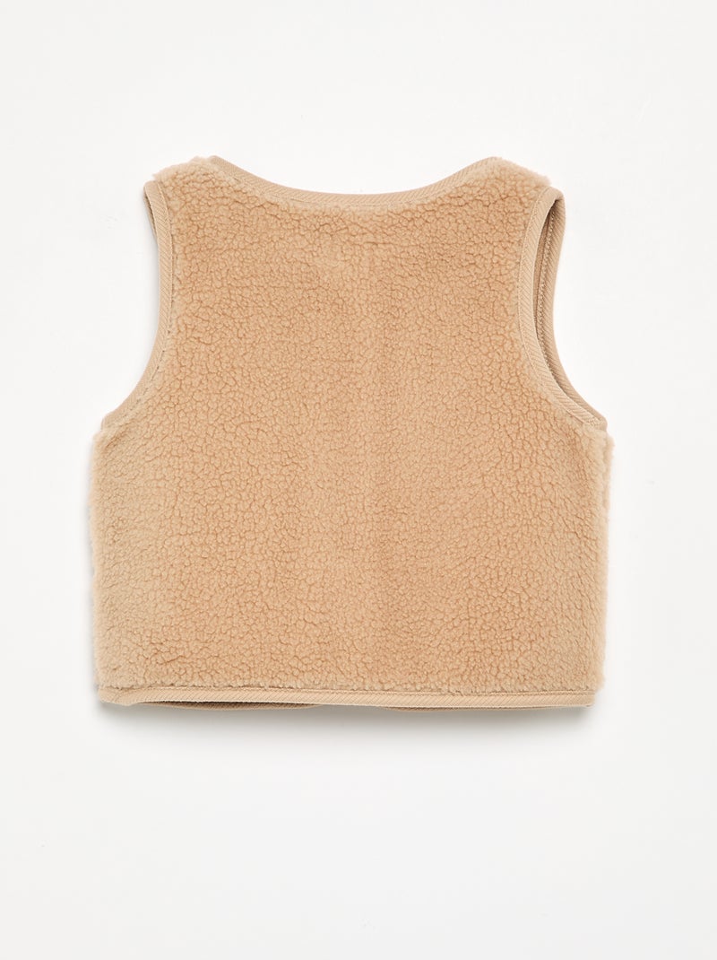 Gilet senza maniche effetto montone Beige - Kiabi