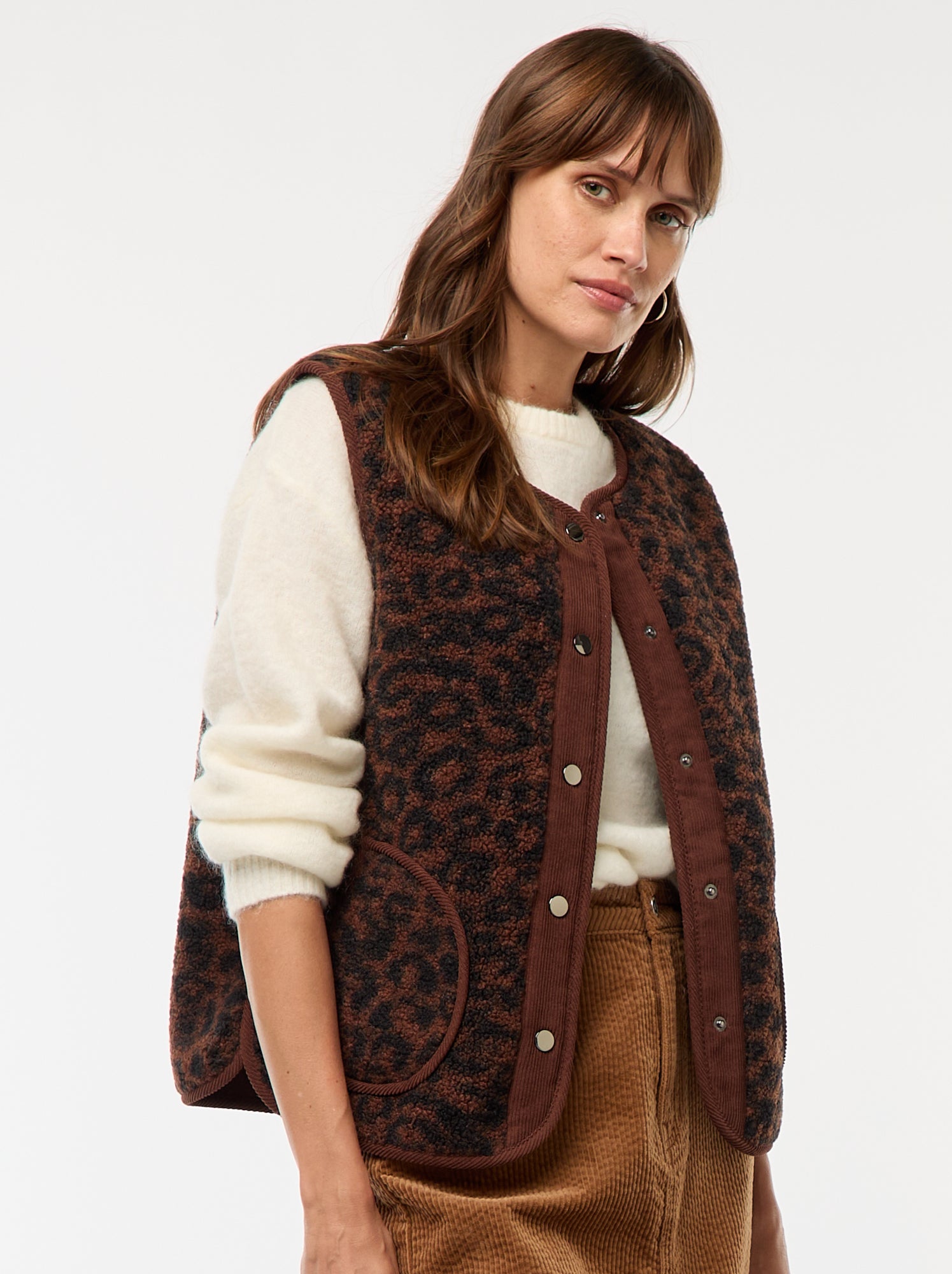 Gilet Donna In Pelle Bovino Marrone - Senza Maniche, Slim Fit Con Cinturino Intrecciato E Fibbie Cromate - Taglia M