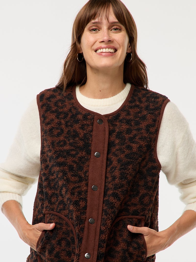 Gilet senza maniche effetto montone Marrone - Kiabi