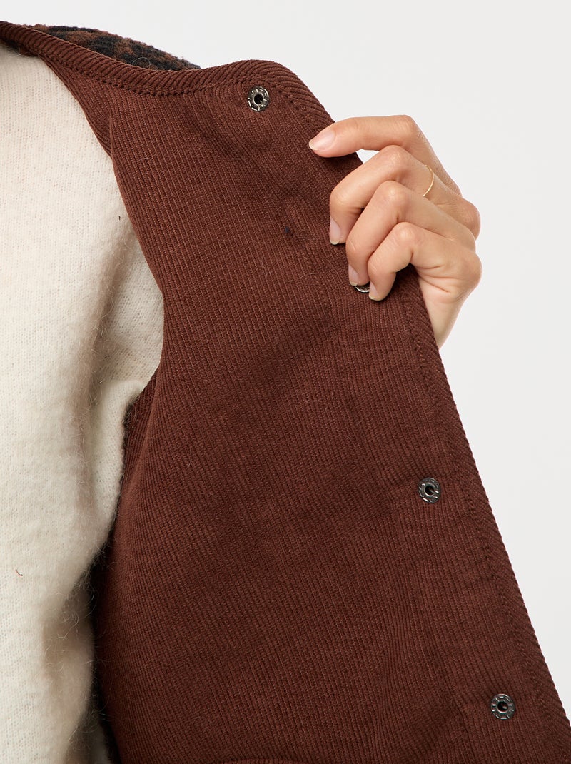 Gilet senza maniche effetto montone Marrone - Kiabi
