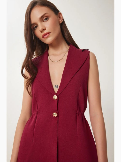 Gilet senza maniche in crepe intrecciato con colletto a giacca istanbul - Kiabi Gilet senza maniche in crepe intrecciato con colletto a giacca istanbul - Kiabi