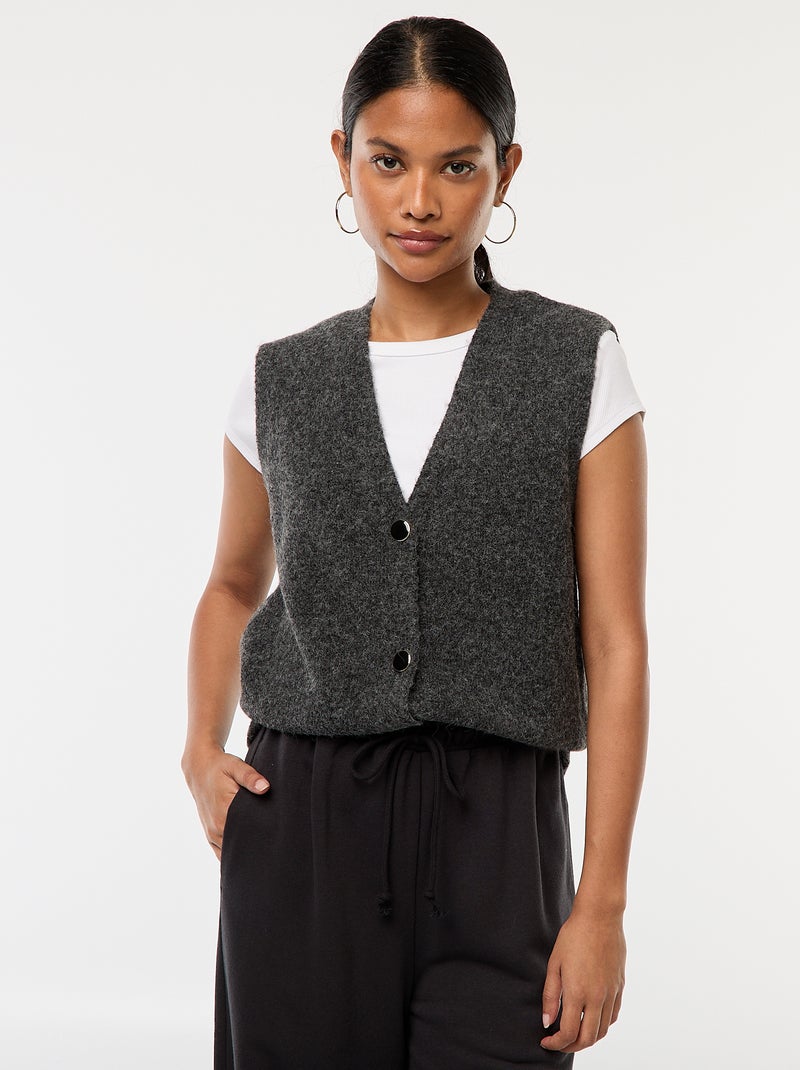 Gilet senza maniche in maglia morbida e calda Grigio - Kiabi