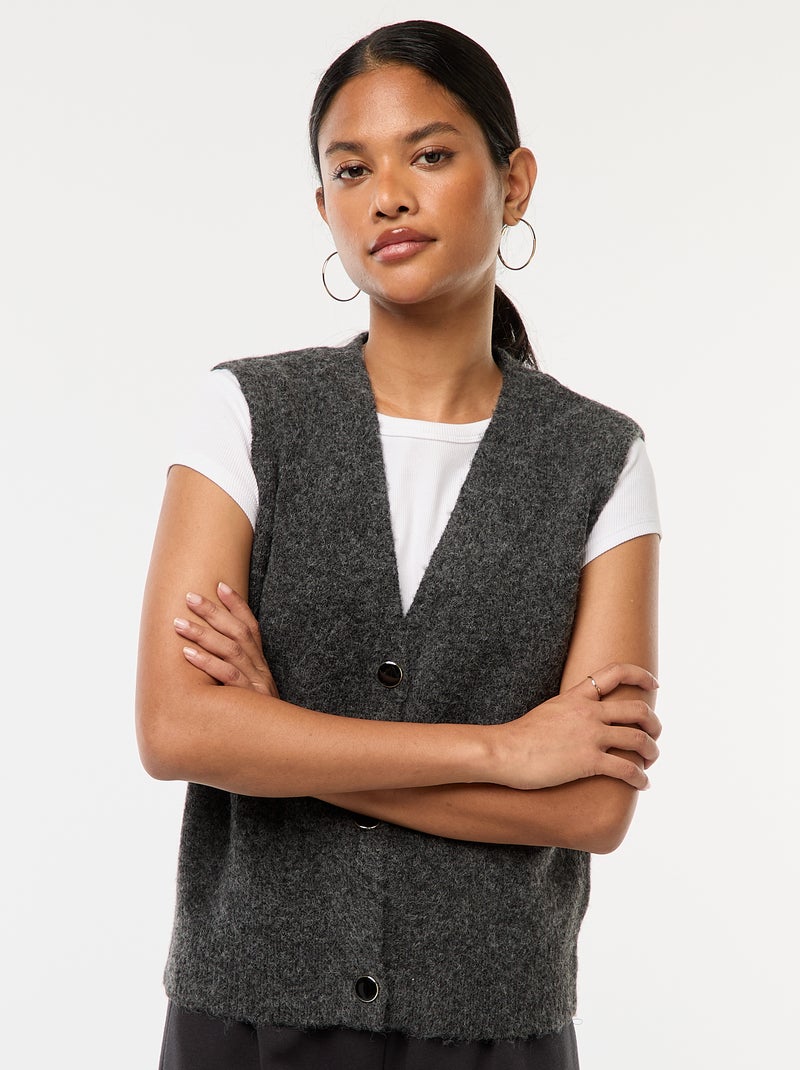 Gilet senza maniche in maglia morbida e calda Grigio - Kiabi