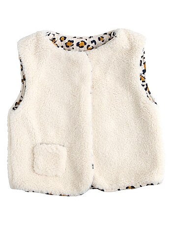 Gilet senza maniche in sherpa con fodera in garza di cotone leopardata per - SAUTHON