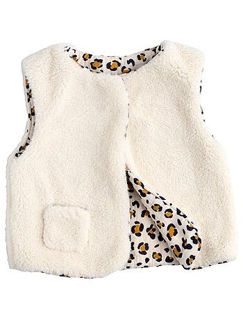 Gilet senza maniche in sherpa con fodera in garza di cotone leopardata per - SAUTHON