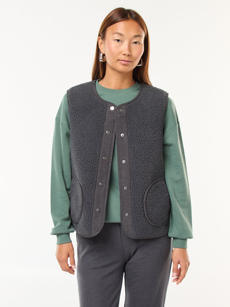 Gilet senza maniche in sherpa Grigio - Kiabi