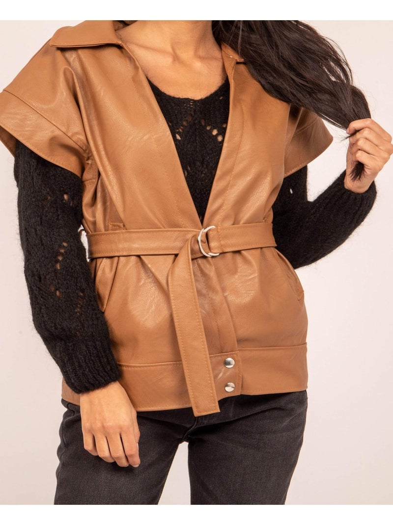Gilet senza maniche in similpelle URBIA Marrone caramello - Kiabi
