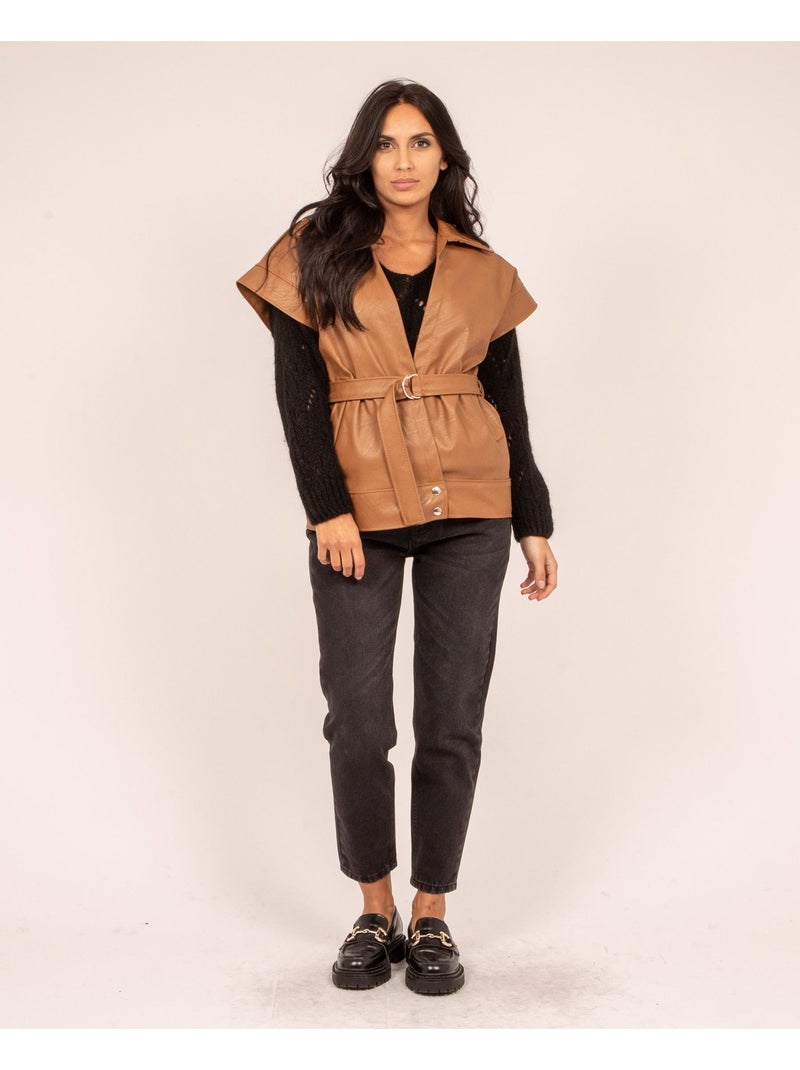 Gilet senza maniche in similpelle URBIA Marrone caramello - Kiabi