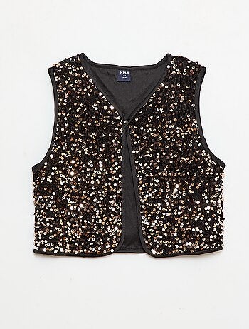 Gilet senza maniche in velluto con paillettes