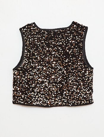 Gilet senza maniche in velluto con paillettes