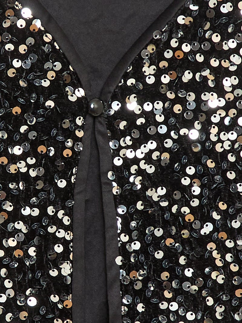 Gilet senza maniche in velluto con paillettes Grigio - Kiabi