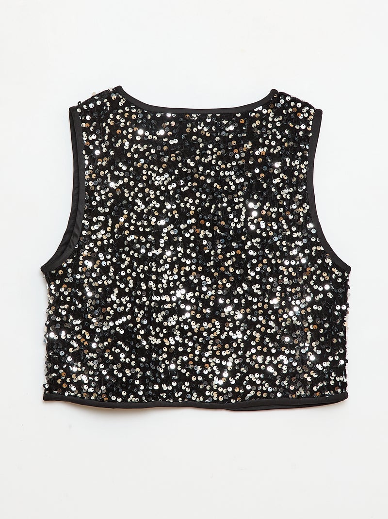 Gilet senza maniche in velluto con paillettes Grigio - Kiabi