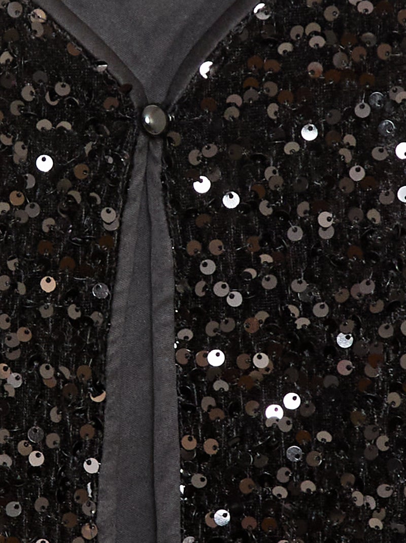 Gilet senza maniche in velluto con paillettes Nero - Kiabi