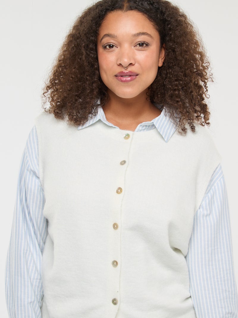 Gilet smanicato abbottonato Beige - Kiabi