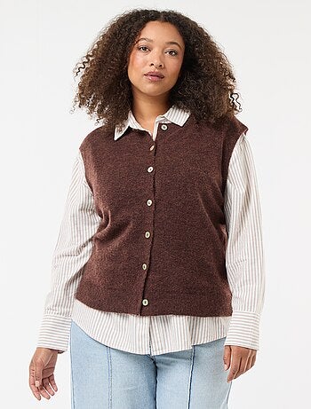Gilet smanicato abbottonato
