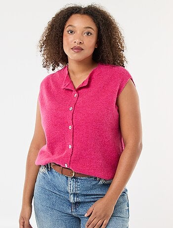 Gilet smanicato abbottonato