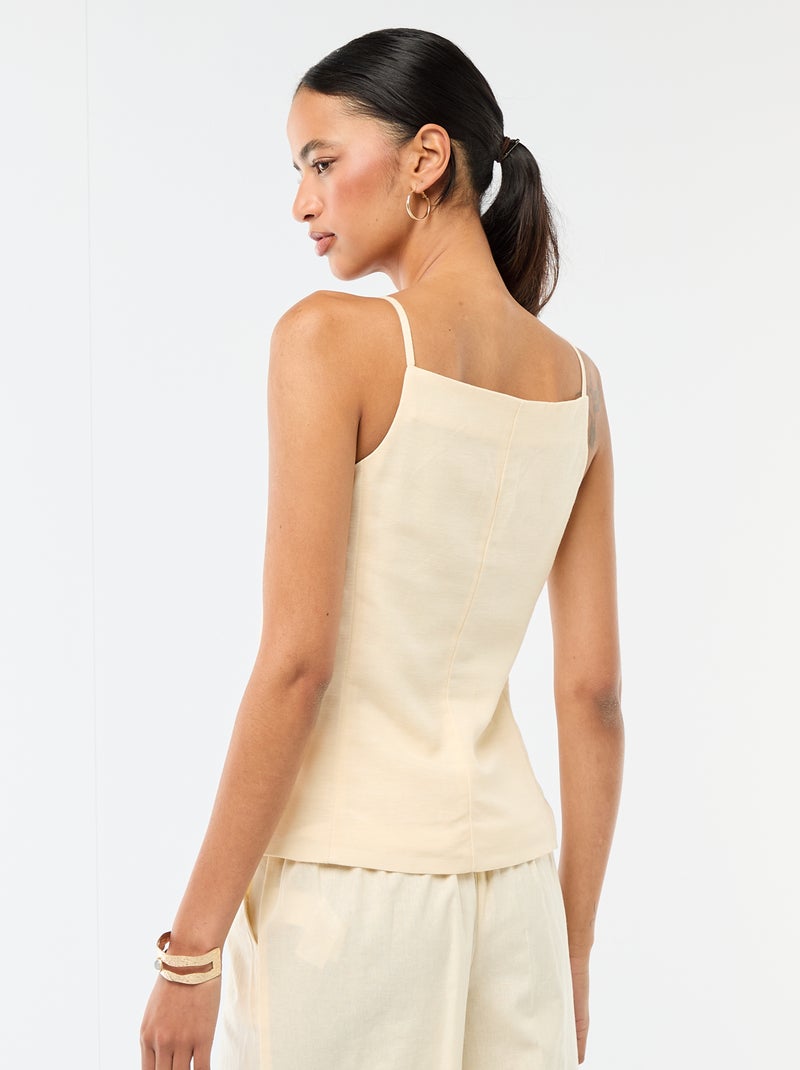 Gilet smanicato con bretelle Beige - Kiabi