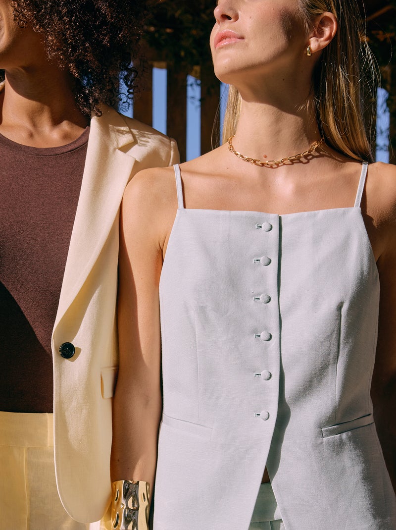 Gilet smanicato con bretelle Blu - Kiabi