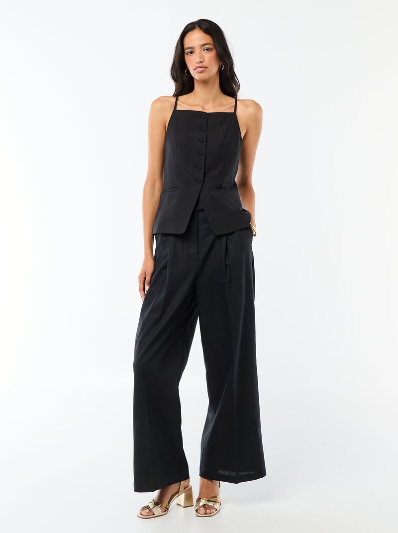 Gilet smanicato con bretelle Nero - Kiabi