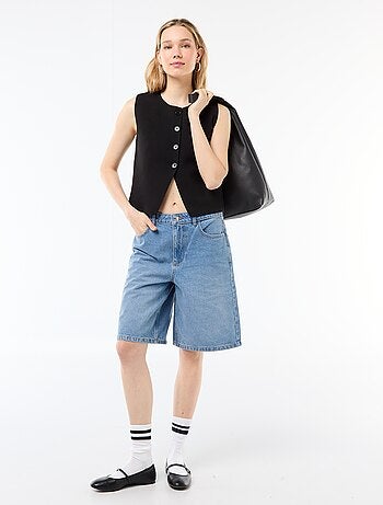 Gilet smanicato con collo rotondo