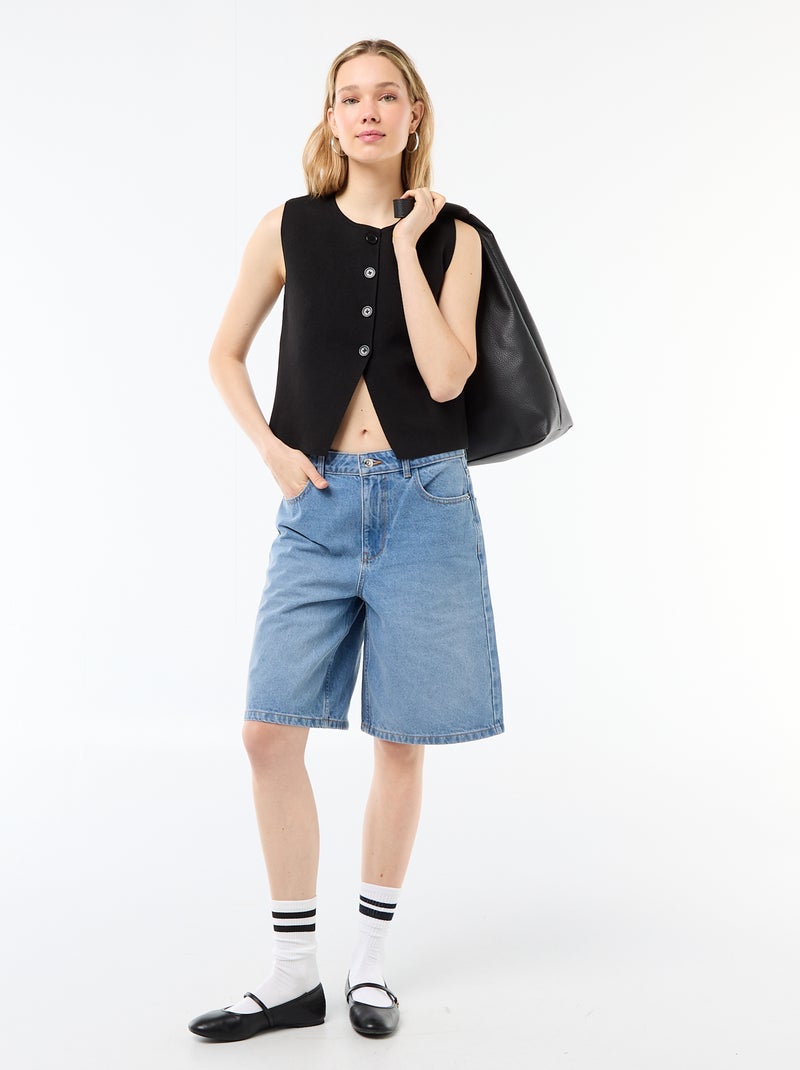 Gilet smanicato con collo rotondo Nero - Kiabi