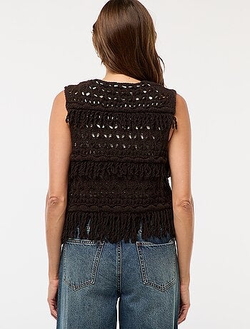Gilet smanicato con frange